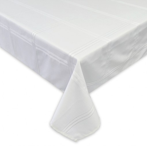 Mantel de Hilo Cuadros Blanco 140cm x 140cm
