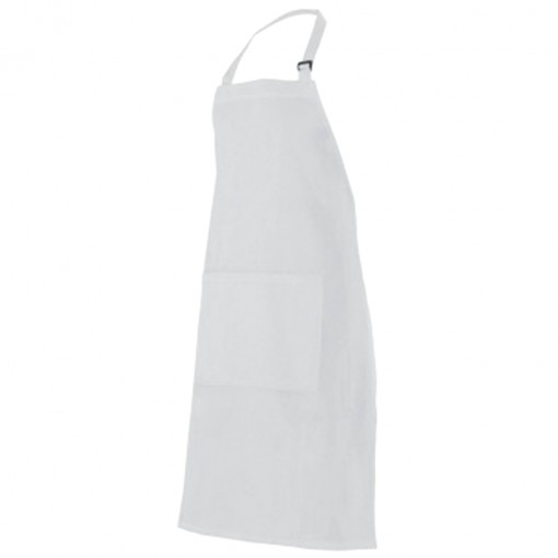 Delantal Blanco con peto, bolsillo y hebilla de ajuste