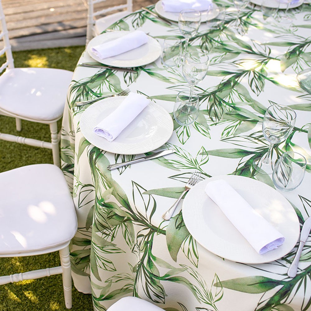 mantelería estampada de restaurante