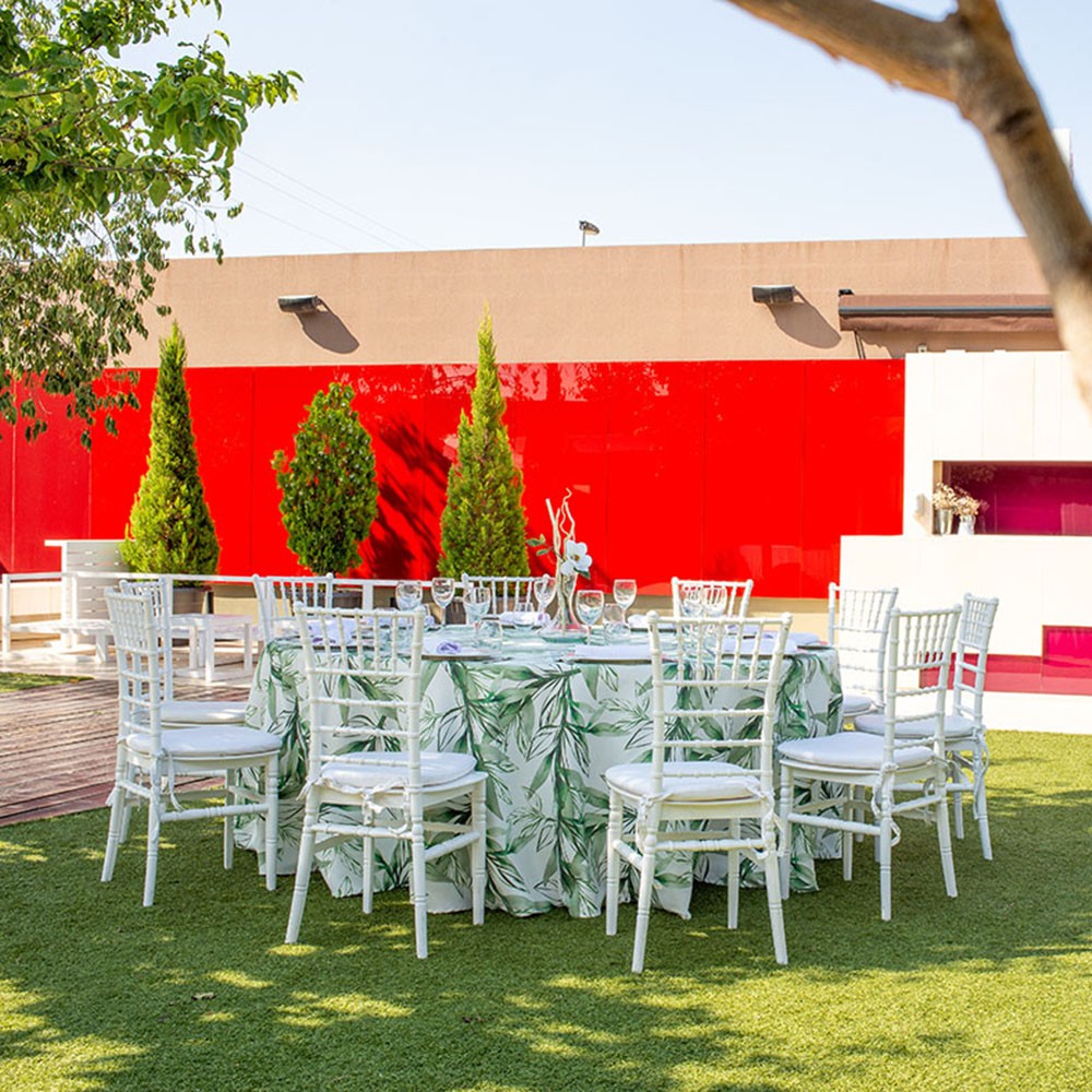 mantelería estampada de restaurante