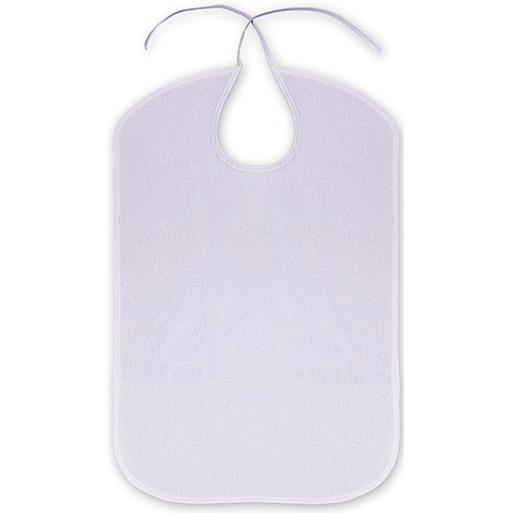 babero de rizo para adultos de color blanco
