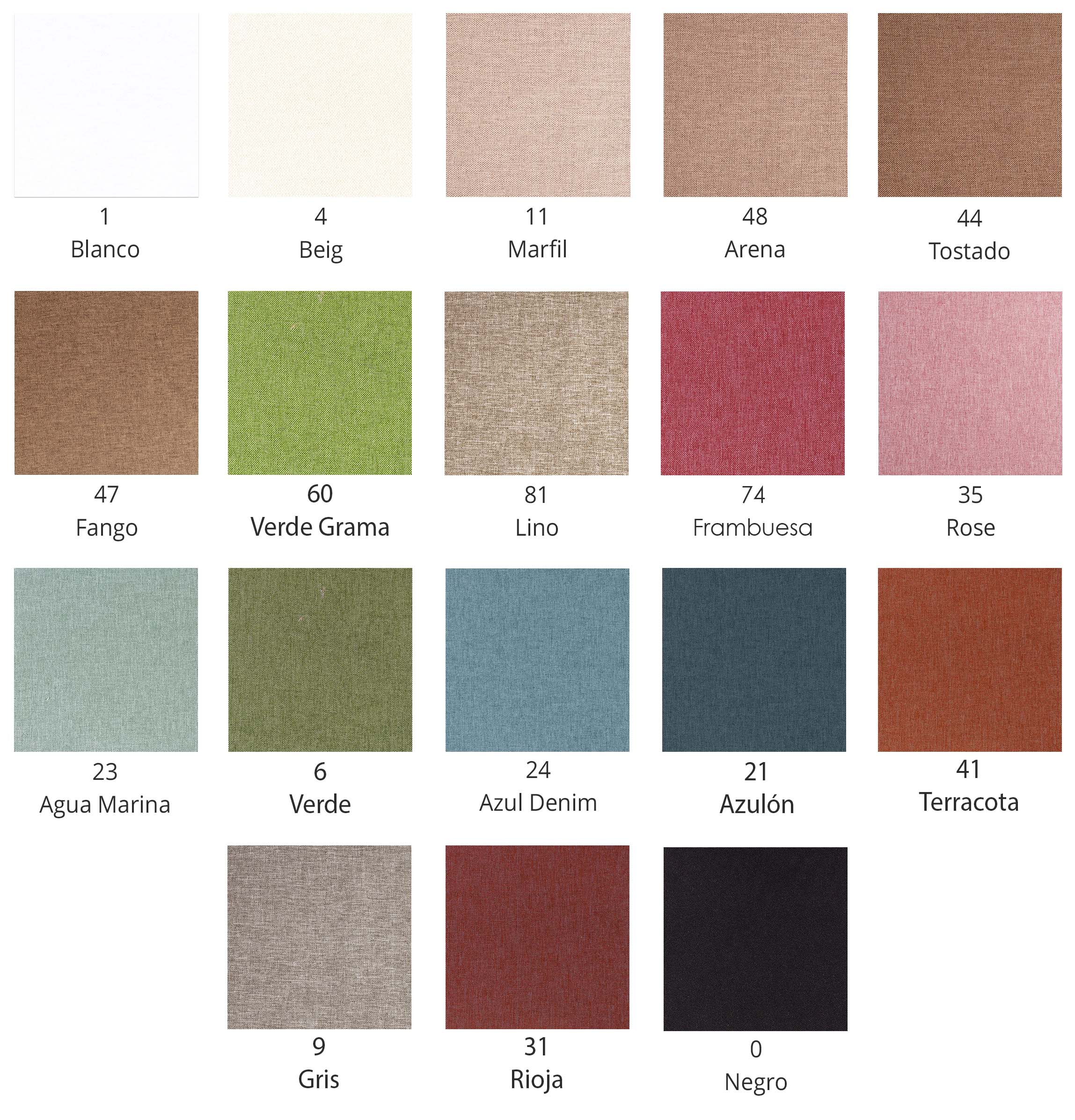Colores mantel hosteleria Yukon